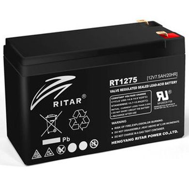 RITAR RT1275, Black 12V 7.5Ah